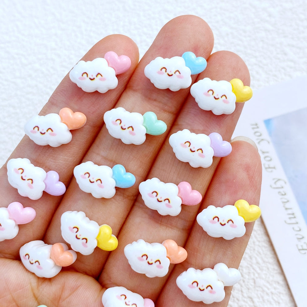 10pcs Resin Mini Clouds Flat Back for Hair Bows Manicure Embellishments