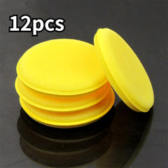 12pcs Car Wash Sponge Press Edge Waxing Sponge Compressed Round Waxing Sponge