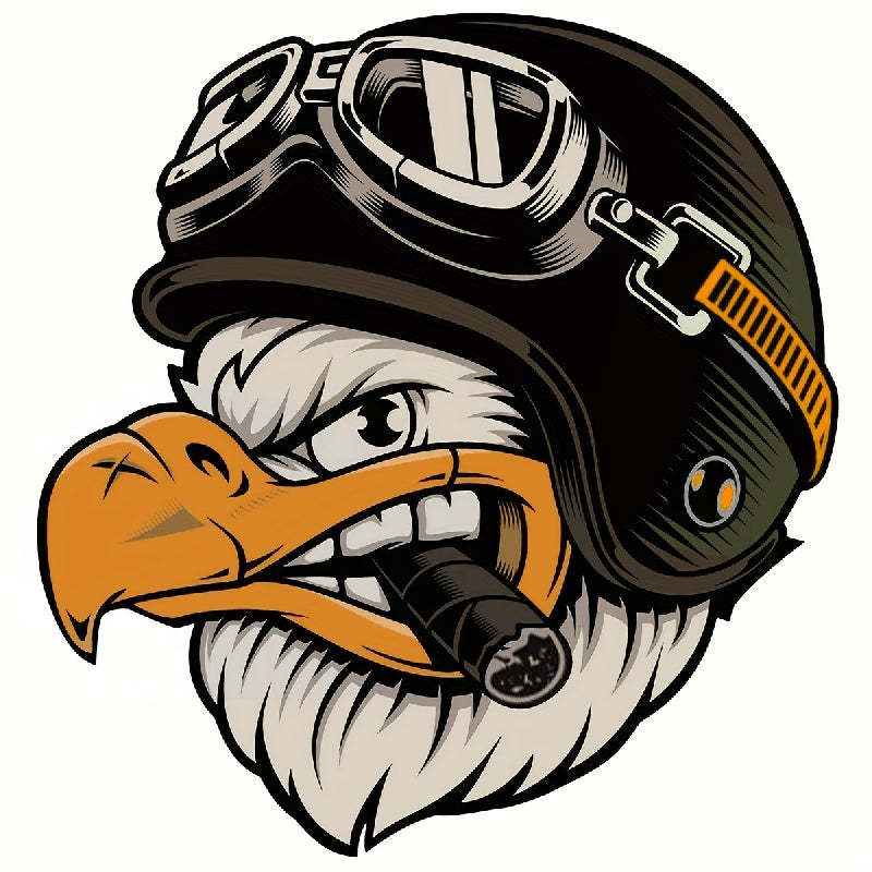 Eagle Biker Helmet Sticker - Bold Personality Statement