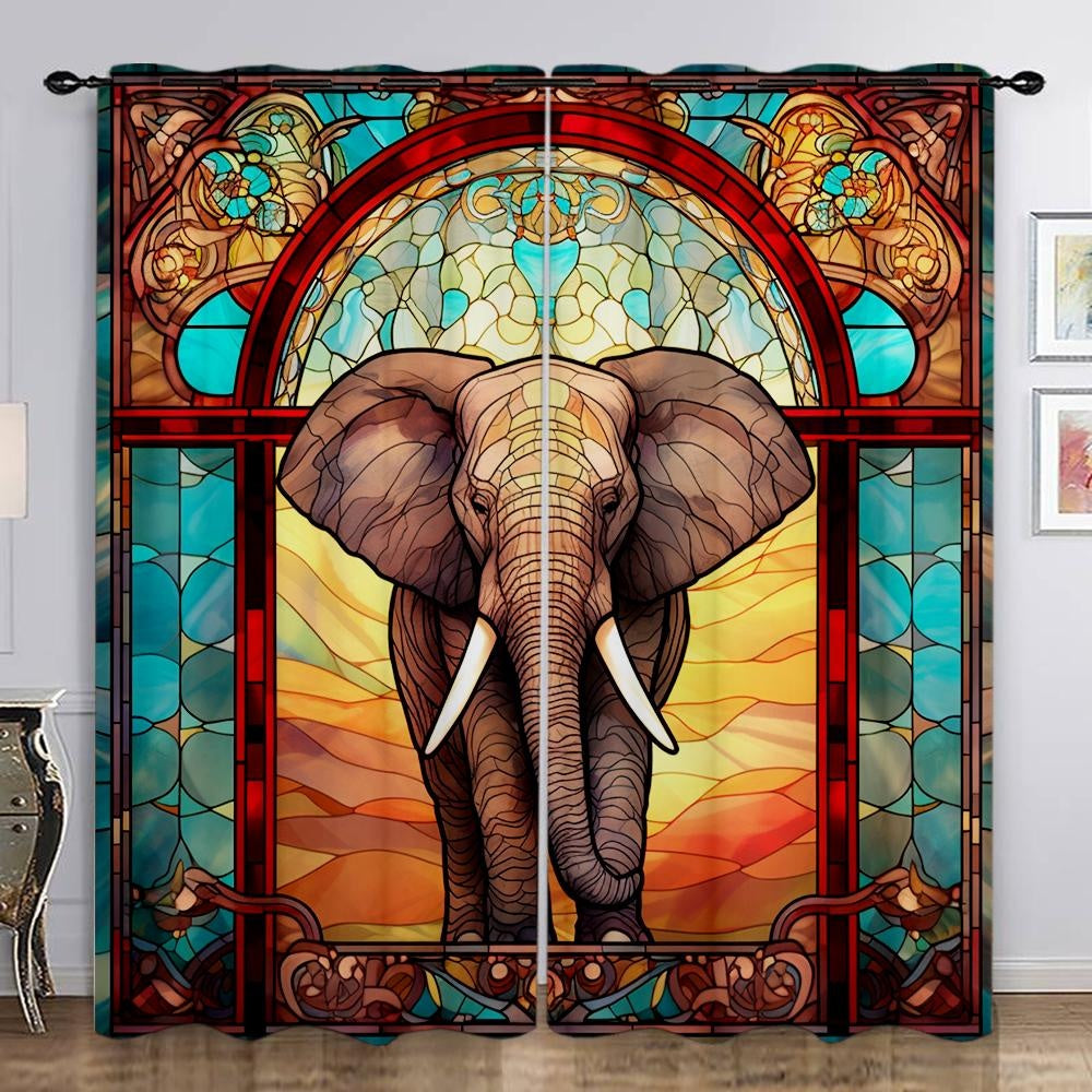 Bohemian Elephant 3D Window Curtains for Home Decor