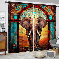 Bohemian Elephant 3D Window Curtains for Home Decor