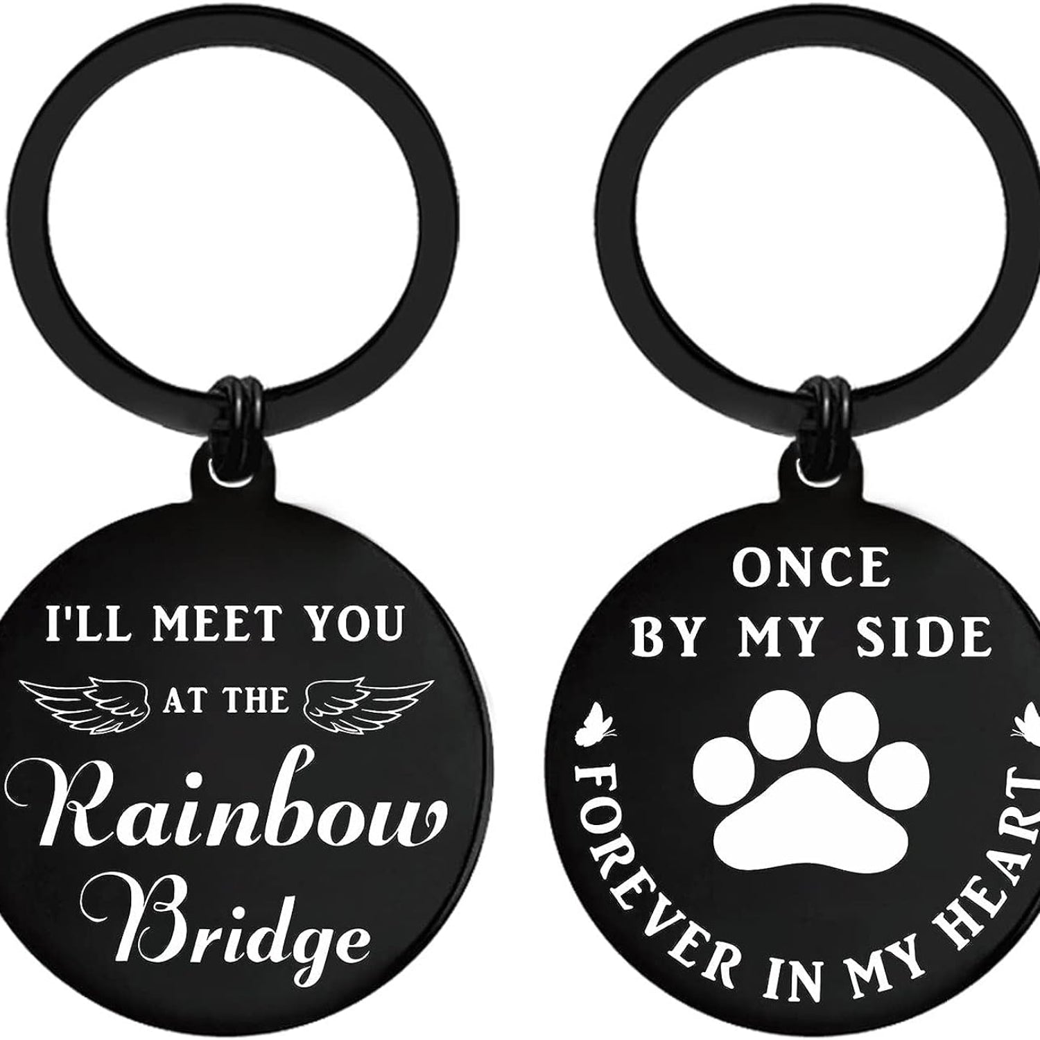 Rainbow Bridge Pet Memorial Metal Engraved Keychain