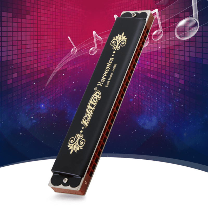 East 24 Hole Tremolo Harmonica in Key of C for Adults, Students, Professionals