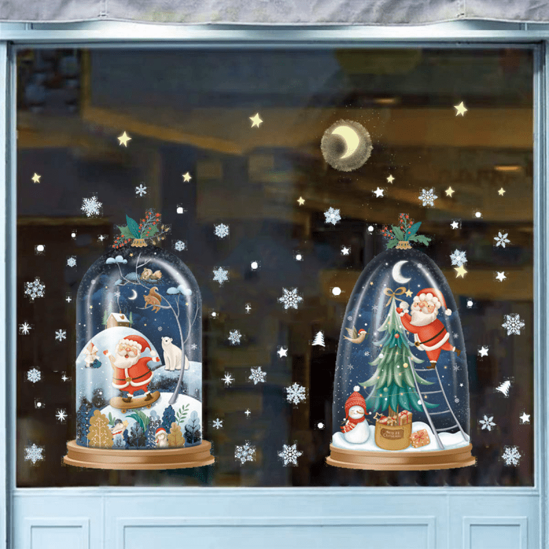 Christmas Window Stickers Merry Christmas Decorations Waterproof PVC Stickers