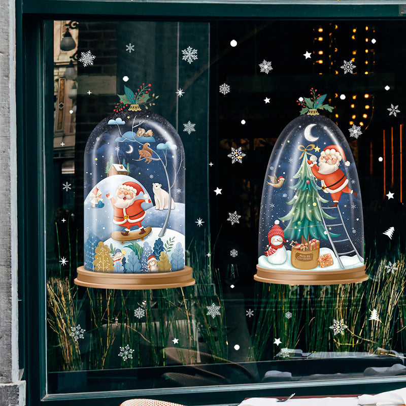 Christmas Window Stickers Merry Christmas Decorations Waterproof PVC Stickers