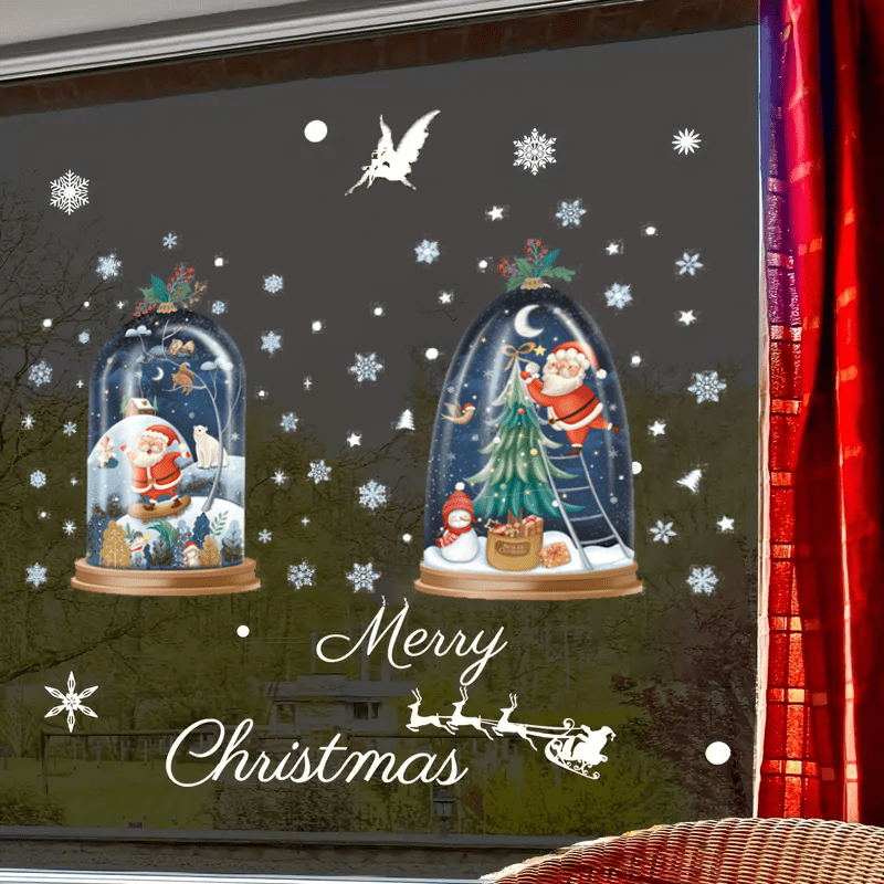 Christmas Window Stickers Merry Christmas Decorations Waterproof PVC Stickers