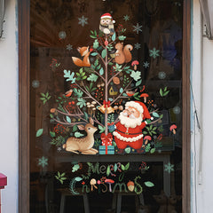 Christmas Window Clings Santa Claus Stickers Holiday Decor PVC Sticker