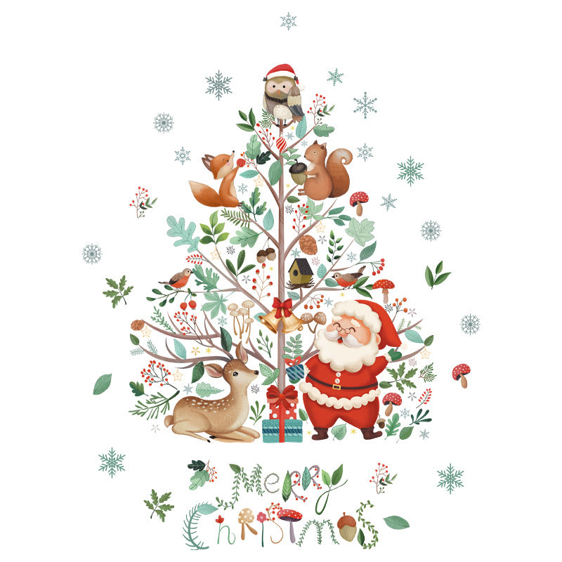 Christmas Window Clings Santa Claus Stickers Holiday Decor PVC Sticker