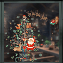 Christmas Window Clings Santa Claus Stickers Holiday Decor PVC Sticker