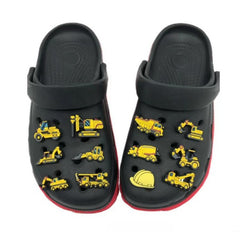 12pcs Cartoon Digger Shoes Charms Boys Shoes Buckle PVC Soft Rubber