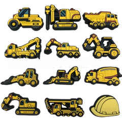 12pcs Cartoon Digger Shoes Charms Boys Shoes Buckle PVC Soft Rubber