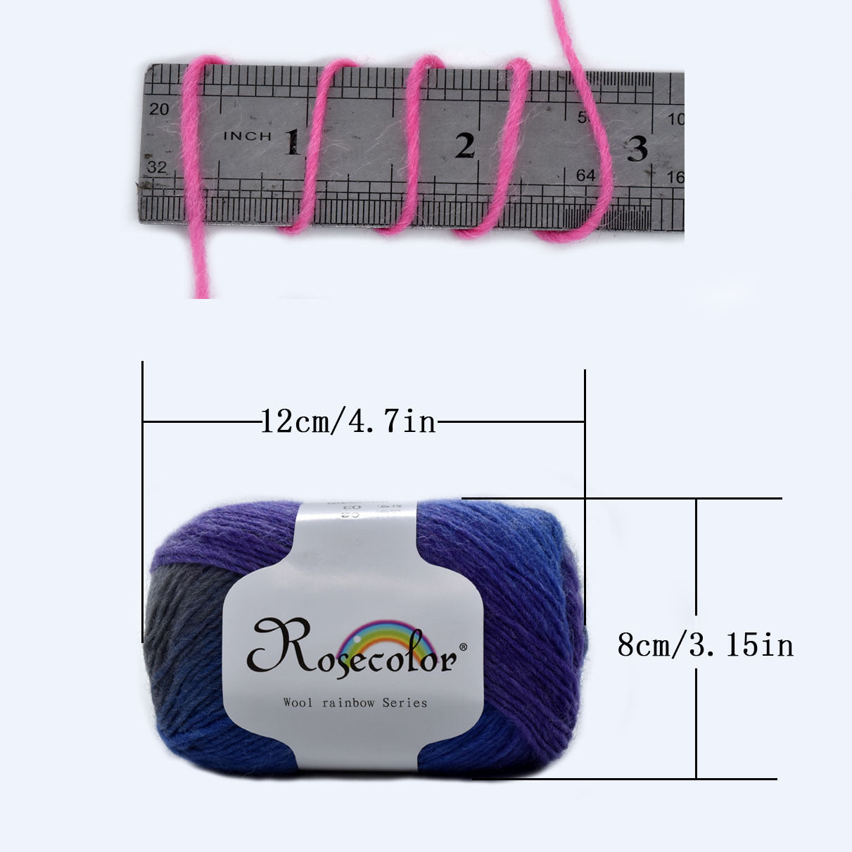 100% Wool Yarn Rainbow 50g 180m Hand Knitting Crochet Woolen Yarn