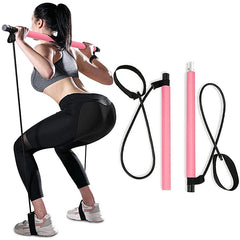 Portable Pilates Stretching Stick with Resistance Band, Yoga Auxiliary Equipment