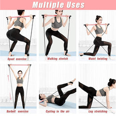 Portable Pilates Stretching Stick with Resistance Band, Yoga Auxiliary Equipment