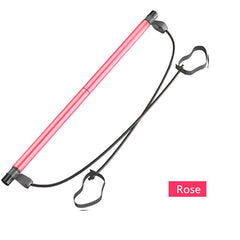 Portable Pilates Stretching Stick with Resistance Band, Yoga Auxiliary Equipment