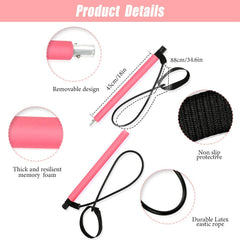 Portable Pilates Stretching Stick with Resistance Band, Yoga Auxiliary Equipment