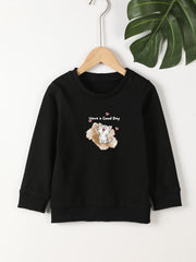 7Y Girls Happy Kitten Graphic Sweatshirt Casual Comfort Fit Toddler Kids Tops