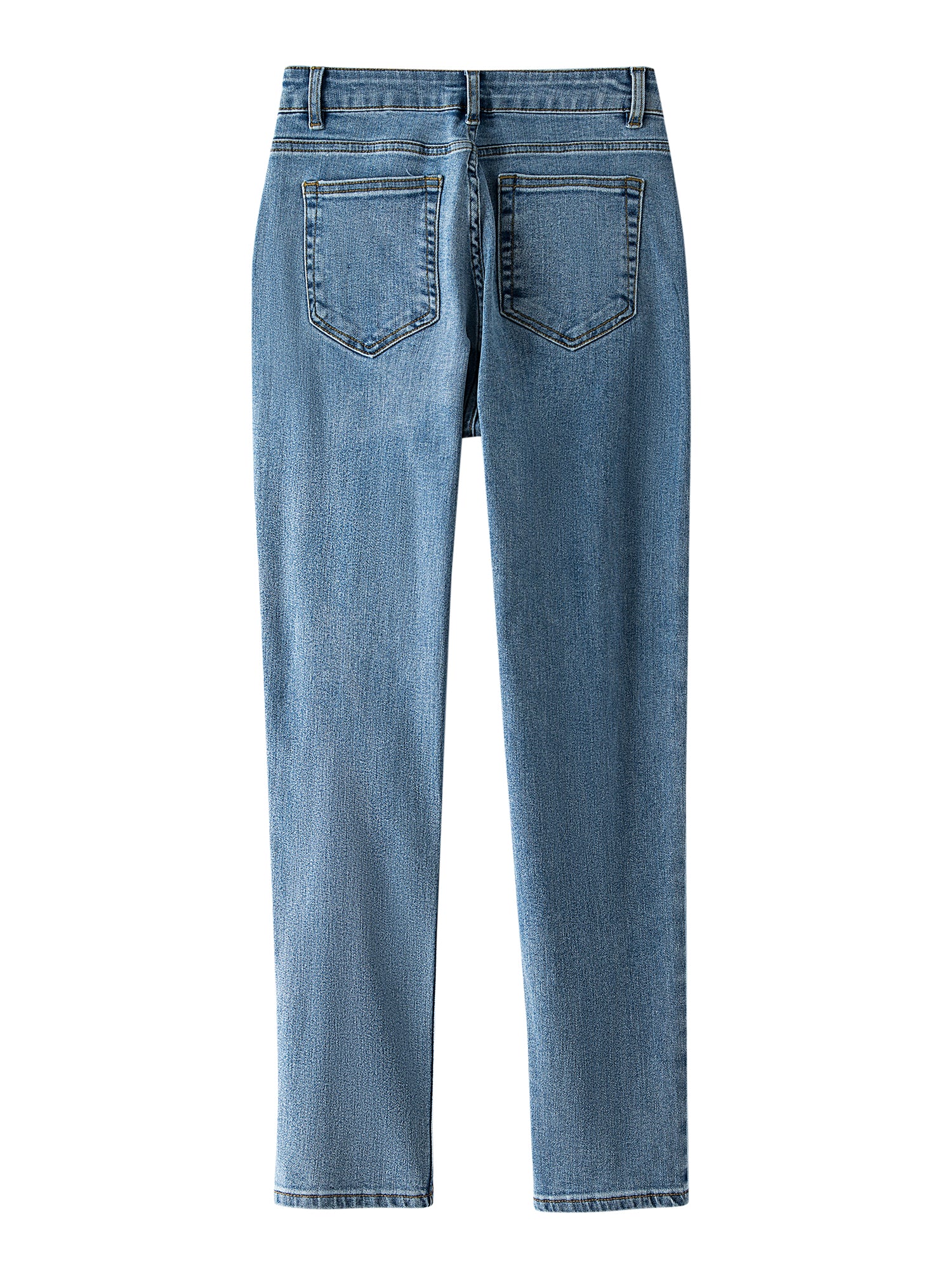 Solid Button Fly Stretch Straight Leg Jeans