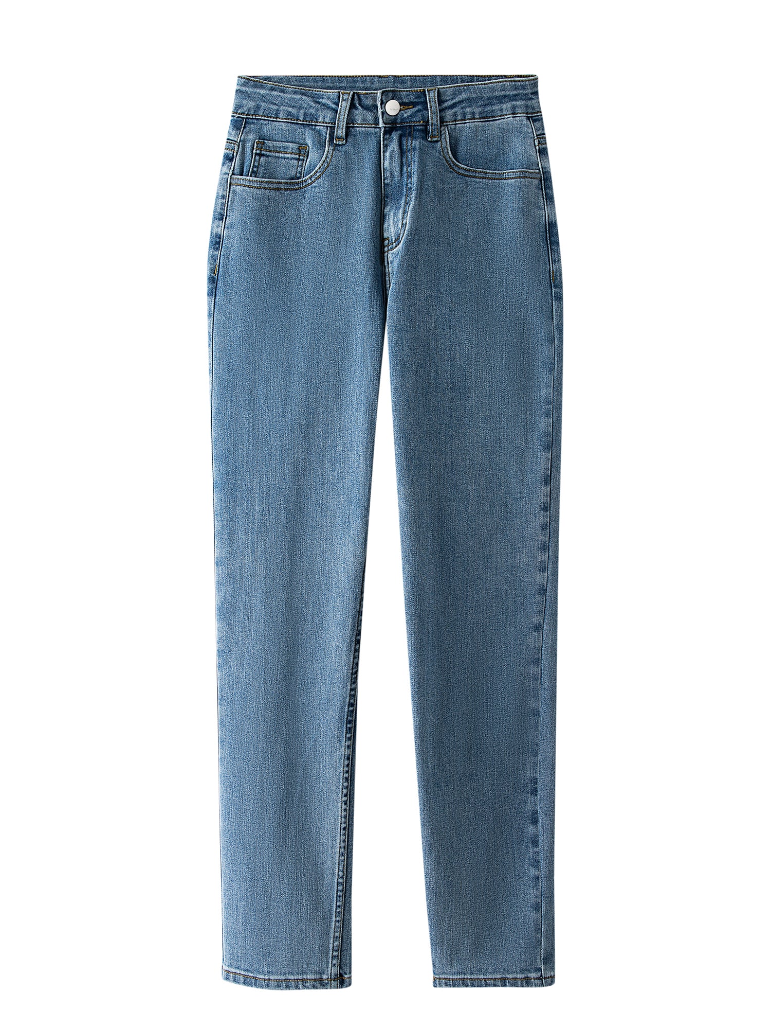 Solid Button Fly Stretch Straight Leg Jeans