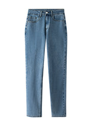 Solid Button Fly Stretch Straight Leg Jeans
