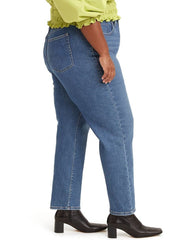 Solid Button Fly Stretch Straight Leg Jeans
