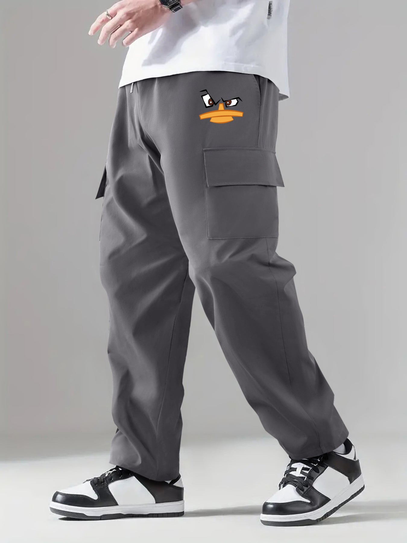 Men's Printed Cargo Pants Street Style Pocket Stretch Casual Pants