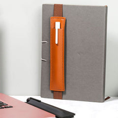 Stylish PU Leather Pen Holder with Elastic Band for Planners and Notebooks