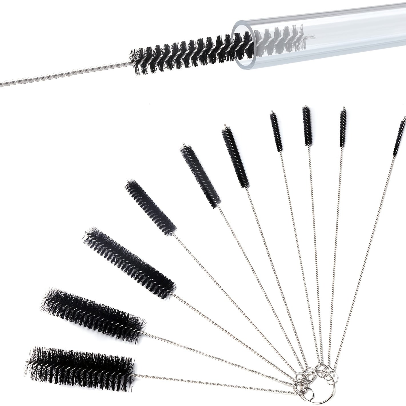 10pcs Tube Cleaning Brushes Wire Bottle Brush For Lab Tube Auto Parts