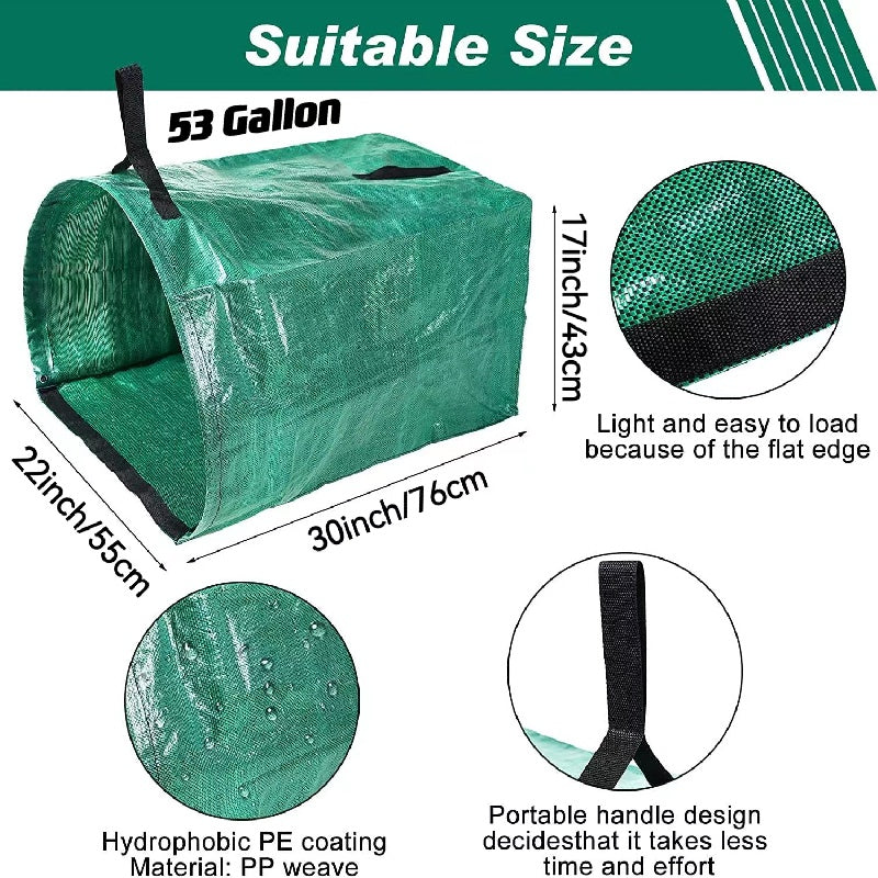 2pcs Reusable Garden Bags Heavy Duty Large Capacity Carry Garden Leaf Bag