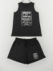 Women's Plus Size Letter Print Tank Top & Shorts Pajama Set