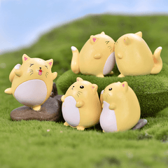 4pcs Little Orange Cat Toys for Micro Landscape Decoration