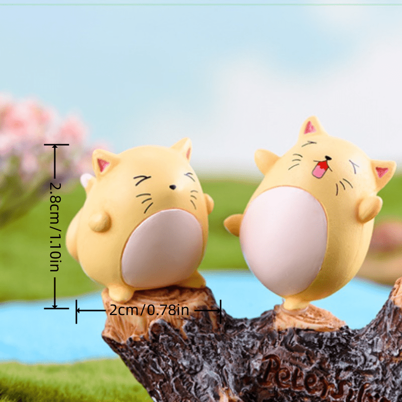 4pcs Little Orange Cat Toys for Micro Landscape Decoration