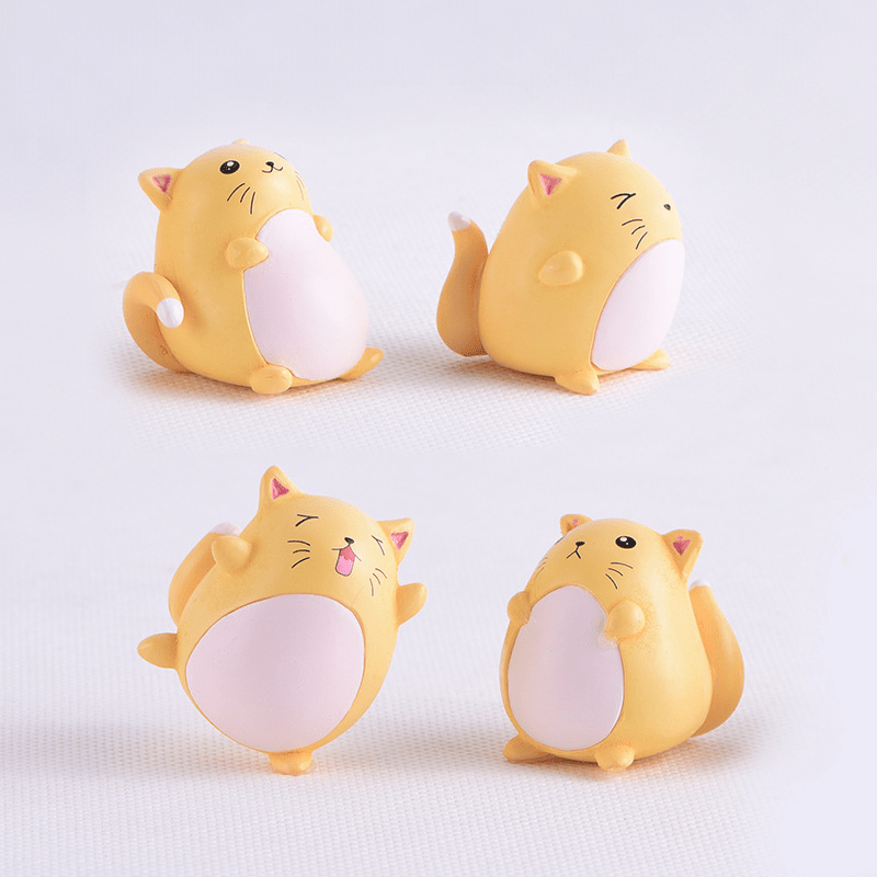 4pcs Little Orange Cat Toys for Micro Landscape Decoration