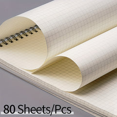 80 Pages Coil Notebook A5 B5 Grid Lined Loose leaf Notepad Journal Softcover