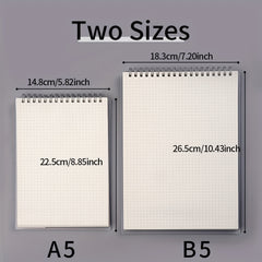 80 Pages Coil Notebook A5 B5 Grid Lined Loose leaf Notepad Journal Softcover