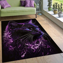 Purple Cat Print Rug Non-slip Mat for Living Room Bedroom Corridor