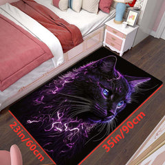 Purple Cat Print Rug Non-slip Mat for Living Room Bedroom Corridor