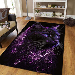 Purple Cat Print Rug Non-slip Mat for Living Room Bedroom Corridor