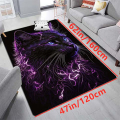 Purple Cat Print Rug Non-slip Mat for Living Room Bedroom Corridor