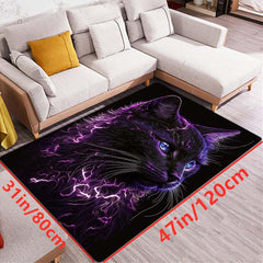 Purple Cat Print Rug Non-slip Mat for Living Room Bedroom Corridor