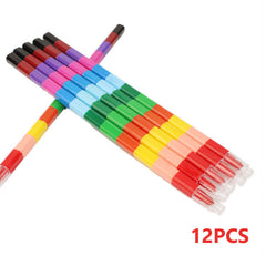 12pcs Stackable Multicolor Crayons Party Favors DIY Rainbow Pencils