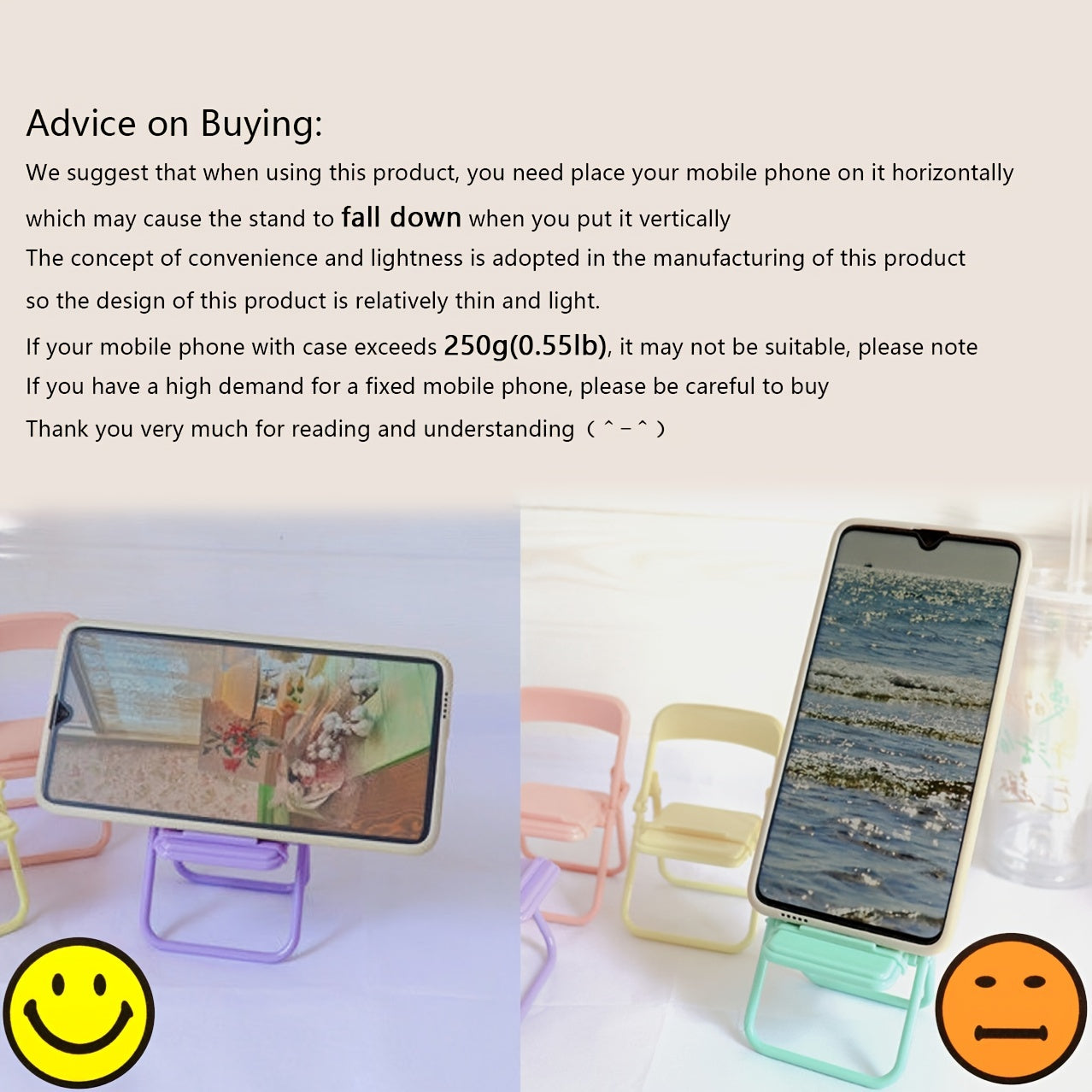 Mini Phone Stand Cute Cartoon Folding Chair Shape Table Phone Bracket