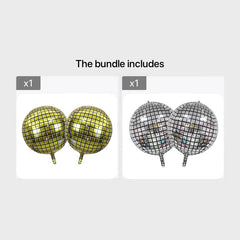 4pcs 55 88 Cm 4D Large Silver Disco Mylar Balloons