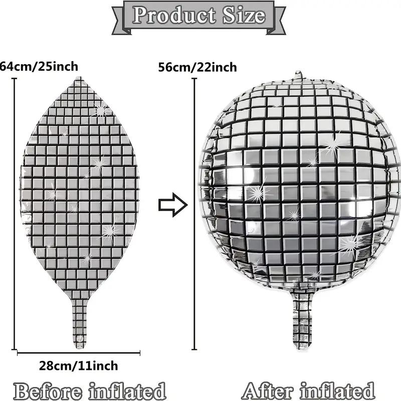 4pcs 55 88 Cm 4D Large Silver Disco Mylar Balloons