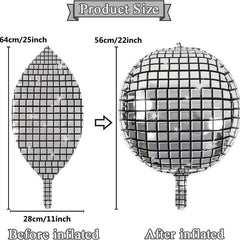 4pcs 55 88 Cm 4D Large Silver Disco Mylar Balloons