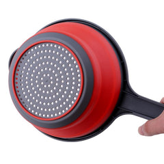 1pc Silicone Colander Long Handle Foldable Vegetable Washing Basket