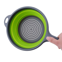 1pc Silicone Colander Long Handle Foldable Vegetable Washing Basket