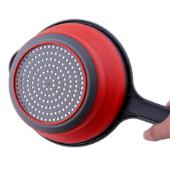 1pc Silicone Colander Long Handle Foldable Vegetable Washing Basket