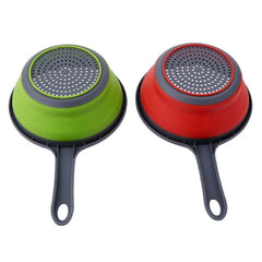 1pc Silicone Colander Long Handle Foldable Vegetable Washing Basket