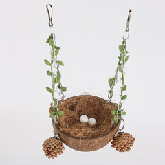Coconut Bird Nest Parrot Breeding Box Hanging Swing Hammock Toy